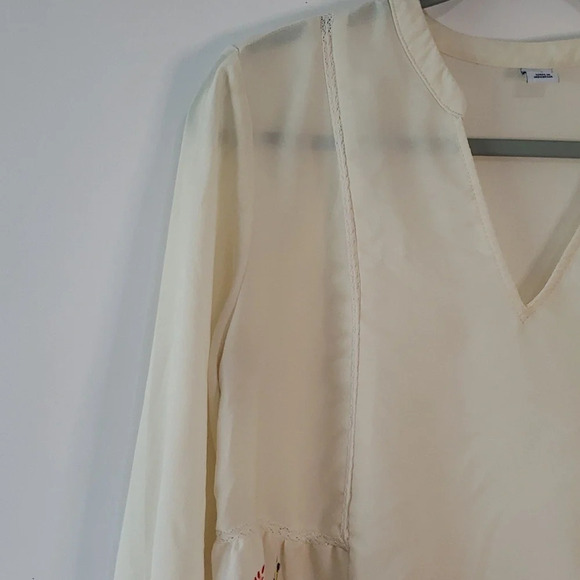Old Navy Ivory Sheer Blouse Small    Garden Floral Cottage Minimalist Feminine - Picture 2 of 16